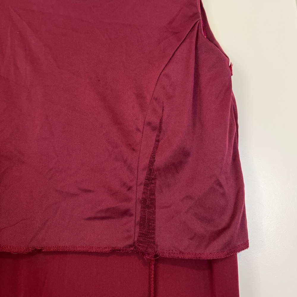 A. Byer Vintage Burgundy Velvet Sleeveless Dress with Handkerchief Hem - Picture 11 of 11